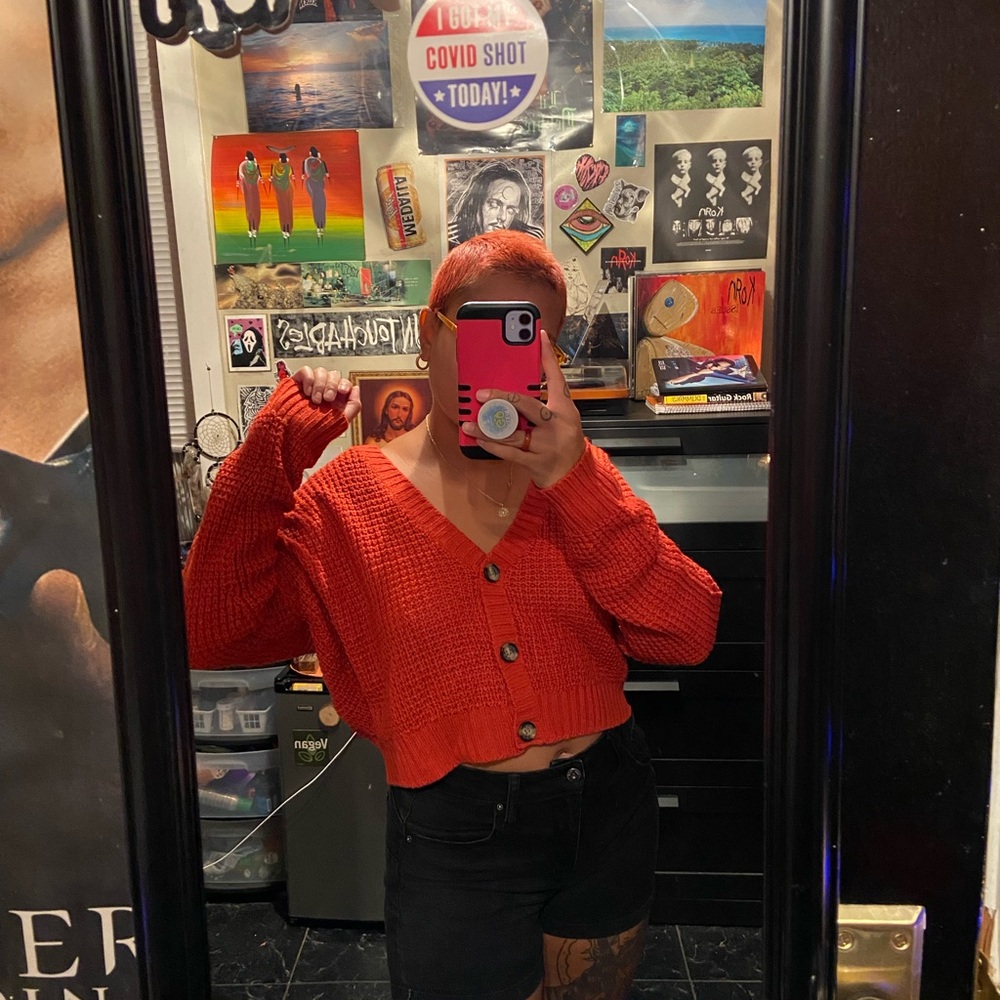 Brand New Cropped Orange Sweater! Size Medium.